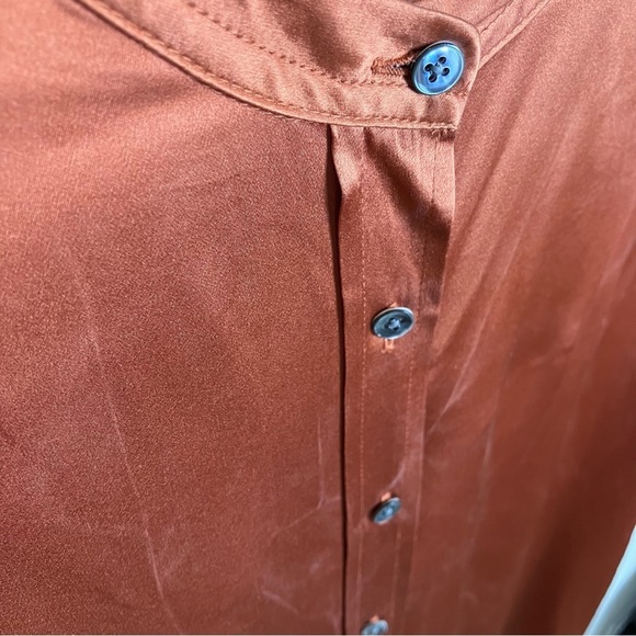 Banana Republic Serenade 100% Silk Shirtdress in Warm Copper Small - Picture 13 of 13